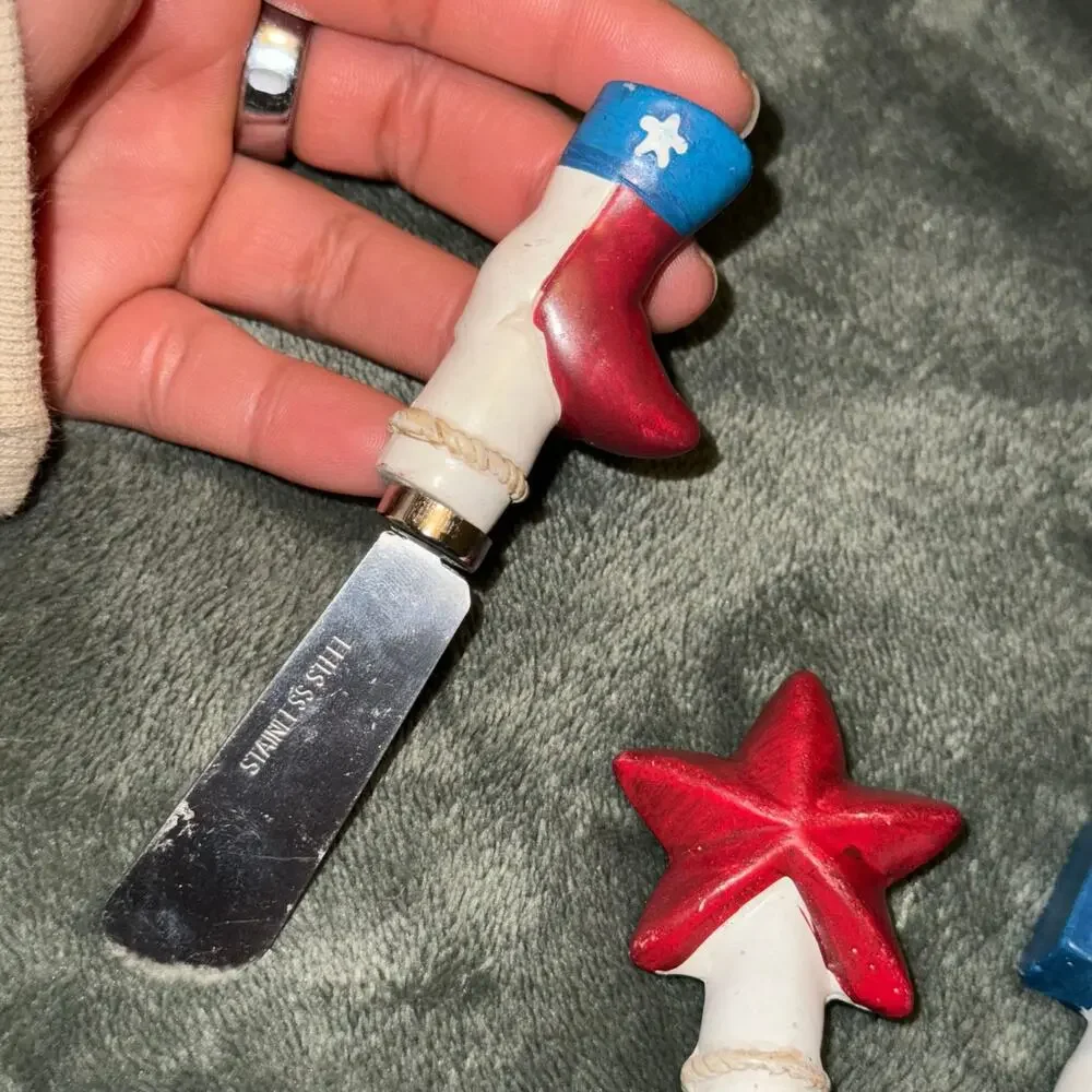 VINTAGE Texas Set of‎ 3 Butter/Cheese Spreaders Stainless Steel Cowboy Boot Star